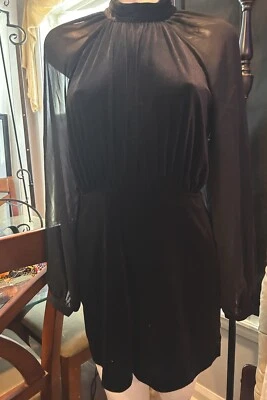 Nuevo Mameluco EXPRESS Cuello Alto Pequeño Negro Terciopelo S Pequeño Mini Manga Larga Foto 1 de 3