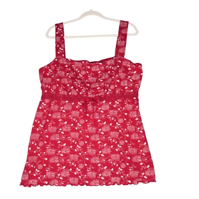 Blusa Venezia Top Mujer 18 20 Roja Floral Arrugada Cuello Cuadrado Lazo Suave Niña Boho Foto 1 de 4