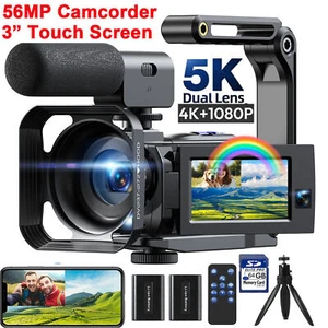 5K Video Camera 56MP Dual Lens 4K Camcorder WiFi IR Night Vision Vlogging Camera - Picture 1 of 10