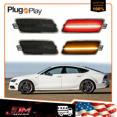 4x Luz de señalización lateral delantera y trasera LED DRL ahumada para Audi A7 S7 RS7 Quattro 12-18 Foto 1 de 4