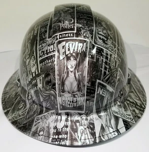 FULL BRIM Hard Hat custom hydro dipped ELVIRA BAD GIRLS OF HOLLYWOOD - Picture 1 of 6