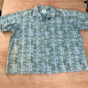 Kahala Hawaiian Shirt Men XL Blue Green Geometric Button Up Pocket Short Sleeve - Picture 1 of 9
