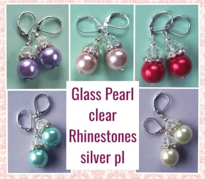 Palanca trasera de perlas de vidrio y diamantes de imitación hecha a mano SP ELEGIR XX Foto 1 de 4