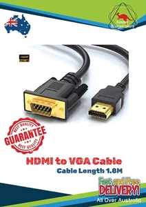 HDMI Male to VGA Male Cable Monitor Lead Full HD 1080P Converter Laptop Adapter - Picture 1 of 6