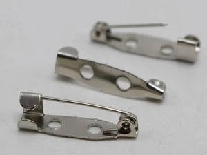 100 Silver Tone Metal Brooch Bar Pins Finding 20mm Pin Back Safety Pins - Picture 1 of 4