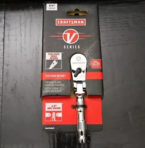 Craftsman 1/4" Drive Flex Head Stubby Chrome 5" Inch Long Ratchet CMMT86302V - Foto 1 di 9