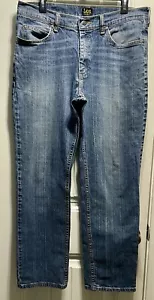 Lee Jeans Mens Sz 34x32 Blue Relaxed Fit Straight Medium Wash Denim Vtg 2055556 - Picture 1 of 8