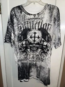 RARE ! Affliction Fracture Mens XL Skull & Cross T-Shirt USA Made🇺🇸 - Picture 1 of 5