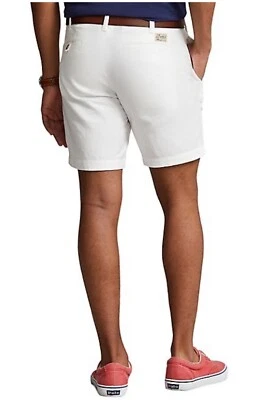Pantalones Cortos POLO Ralph Lauren Para Hombres 38 Calce Recto Naval Sastres Mezcla de Lino 8" Blancos Foto 1 de 4
