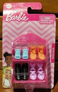 NEW BARBIE ACCESSORIES 4 PAIRS HIGH HEELED SHOES SANDALS BOOTS WITH RACK MATTEL - Picture 1 of 3