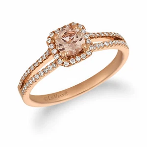 LeVian 14K Rose Gold Morganite G-H SI1 Diamond 0.6 cts Ring Size 7 - Picture 1 of 5