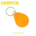 100Pcs Yellow 125Khz Rfid Card Keyfobs Em4100 Proximity Id Keyfob With Keychains
