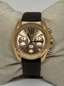 Michael Kors Bradshaw MK5799 Women's Brown Leather Analog Rose Dial Watch VK457 - Picture 1 of 12