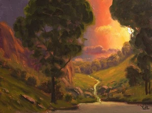 MAX COLE Oil Painting Original Landscape Western Art RAINBOW Clouds Signed 44008 - Picture 1 of 8