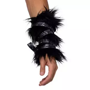 Viking Furry Wrist Cuffs Armor Straps Arm Bands Guards Fuzzy Costume 6171 - Picture 1 of 8