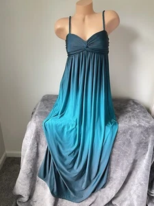 Ombre Maxi Dress 8 M Sirenuse Teal Green Sundress Braided Sexy Beach Coastal - Picture 1 of 11