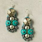 Anthropologie Earring WENDY MINK Drop KAHINA Turquoise Crystal Silk Handmade NWT