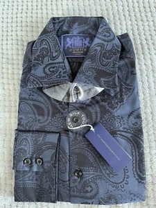 Hawes and Curtis Navy Paisley Jacquard Brandon Shirt - Mid-Collar BNWT - Picture 1 of 4
