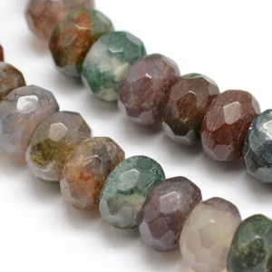  Natürliches Facettiertes Rondell Indischer Achat Perlen Stränge 8x5 mm 76 Stck./Strang 15,2 Zoll - Bild 1 von 2