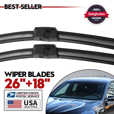 Front Windshield Wiper Blades Pair 26"+18" All Season For BMW 740Li xDrive 13-15 - Image 1 of 4