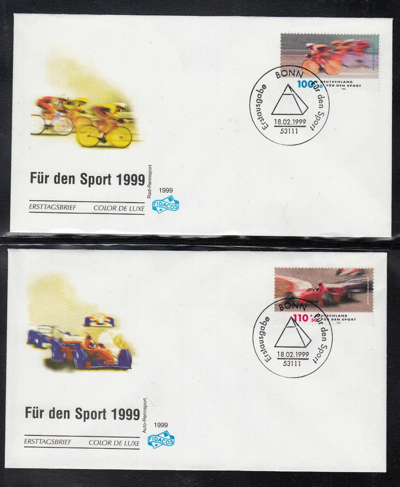 A 110 ) Germany 1999 FDC : Sports Aid: Racing of 4 beautiful FDC - Image 1 of 2