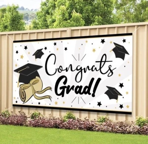 Congrats Grad Banner 36” x 70” Huge Graduation Sign Party Decor Backdrop 36x70 - Picture 1 of 5