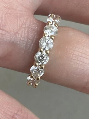 Anillo de compromiso con banda de eternidad de diamantes de oro amarillo de 4,8 quilates de 14 k VS2 G, H talla 5 Foto 1 de 4