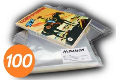 100 BUSTE 170 x 213 mm per FUMETTI BONELLI Tex Dylan Dog Zagor Mister NO - Immagine 1 di 2