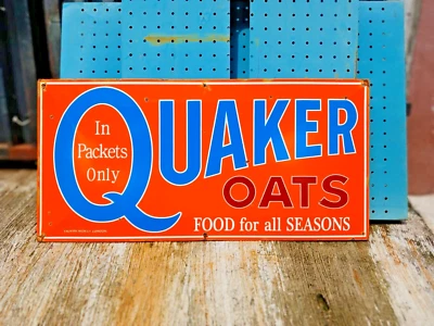Vintage Quaker Oats Tin Painted Advertising Non Porcelain - Image 1 of 4