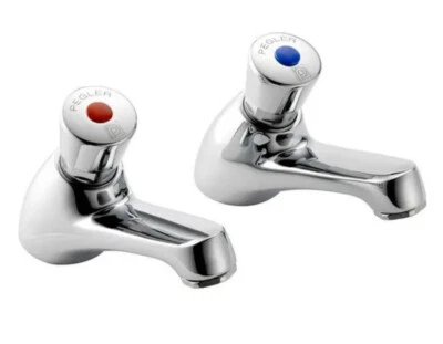 Francis Pegler Performa non-concussive basin tap pair. Self-closing. 922099
