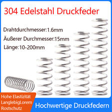 Druckfeder Draht Durchmesser 1.6mm OD 15mm Länge 10-200mm 304 Edelstahl Feder