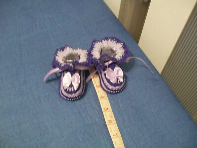 Baby Girl Booties Ruffles Lace Heirloom Style Crochet Booties  Size NB to 3M - Image 1 of 4