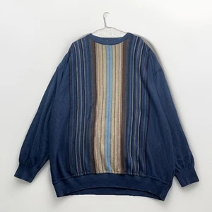 Tosani Canada Vintage Knit Sweater Mens Sz 4XL Blue 3D Knit Pullover Coogi Style - Imagen 1 de 13