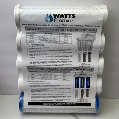 Watts Premier Replacement Filters 4-Stage WP-4V Alternate 5-Stage New SEALED - Image 1 of 4