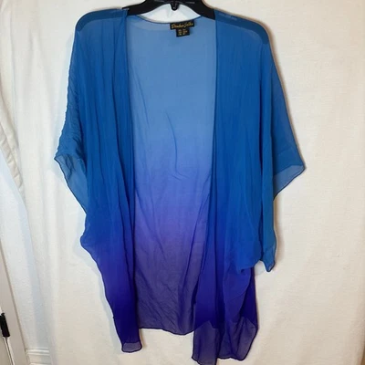 Mujer Bambú Sedas Ombre Cubre 100% Seda Azul Y Púrpura Talla Única Foto 1 de 4