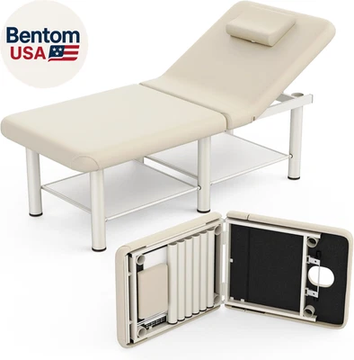 Mesa de masaje estacionaria de 30,5"" de ancho × 75"" de largo cama plegable con respaldo para T Foto 1 de 4