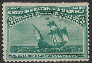 Estados Unidos #232 3c. Barco bandera de Colón emisión MNG fino-muy fino - Imagen 1 de 2