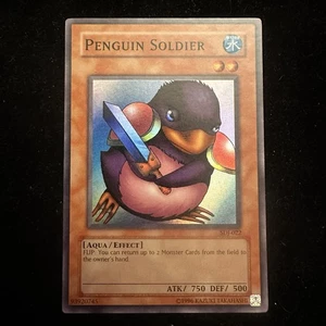 YUGIOH TCG PENGUIN SOLDIER SDJ-022 SUPER RARO HOLO EDICIÓN ILIMITADA - Imagen 1 de 8