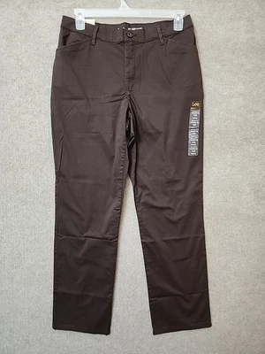 Pantalones Lee Calce Relajado Todo el Día Pierna Recta Mujer 12 Marrón Elastizados NUEVO Foto 1 de 4
