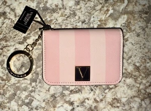 VICTORIA'S SECRET PINK STRIPED KEYCHAIN CARD WALLET NWT RARE HTF - Picture 1 of 3