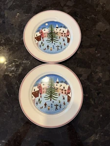 2 - Villeroy & Boch Naif Christmas 8” Dessert Plates - Super Sparkly & Nice! - Picture 1 of 7
