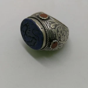 Islamic Rings 925 Sterling Silver Lapis Men Muslim Arabic Bless R73 الإسلامية - Picture 1 of 6