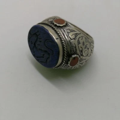 Anillos islámicos de plata de ley 925 lapislázuli para hombres bendición árabe musulmana R73 الإسلامية Foto 1 de 4