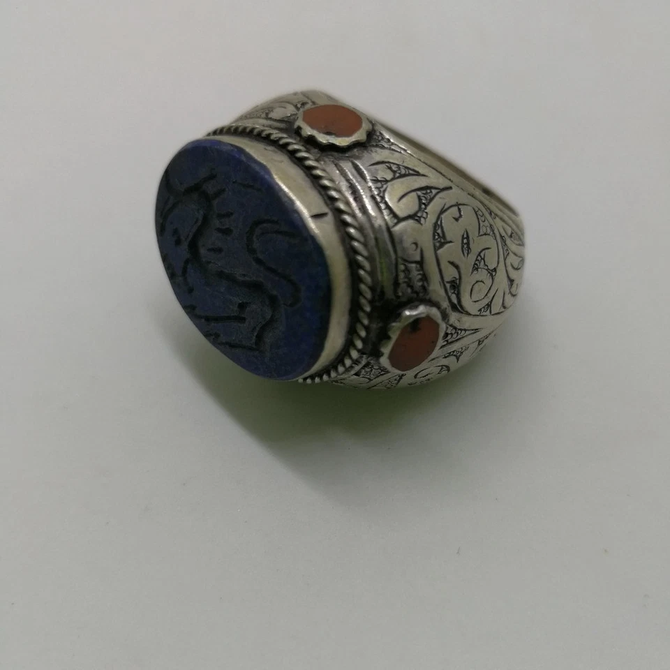 Исламские кольца из стерлингового серебра 925 пробы с лазуритом мужские мусульманские арабские благословение R73 الإسلامية - Изображение 1 из 1