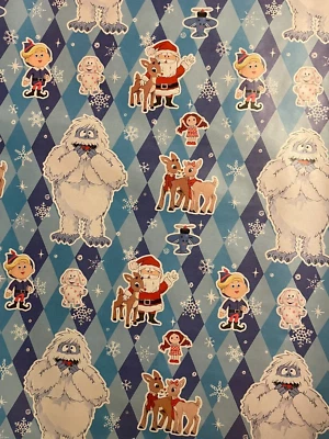 Rudolph Red Nosed Reindeer Gift Bumble Wrapping Paper 2 Yards FOLDED Decoupage - Image 1 of 2