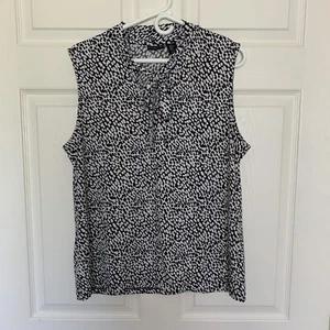 Camicetta Tahari donna XL nera bianca a pois cravatta sul colletto - Foto 1 di 7