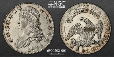 МОНЕТА НОМИНАЛОМ 50 ЦЕНТОВ 1824/4 С ИЗОБРАЖЕНИЕМ БЮСТА С КРЫШКОЙ O-109 NGC AU ДЕТАЛИ «ОЧИЩЕННАЯ» NO6900202-001 - Изображение 1 из 4