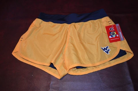 Womens WVU Shorts West Virginia Mountaineers *New with Tags*  YOGA Running Lined Cover