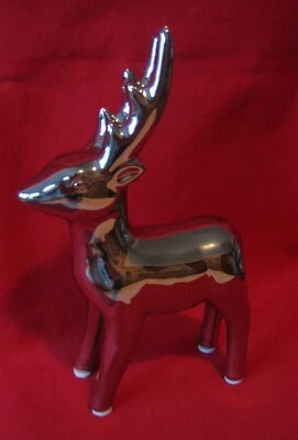 Rentier / Elch Porzellan  silber glänzend Weihnachtsdeko Winterdeko NEU - Bild 1 von 3