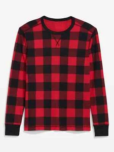 NWT OLD NAVY Red Buffalo Plaid Thermal Knit Long-Sleeve T-Shirt Shirt Men Medium - Picture 1 of 1